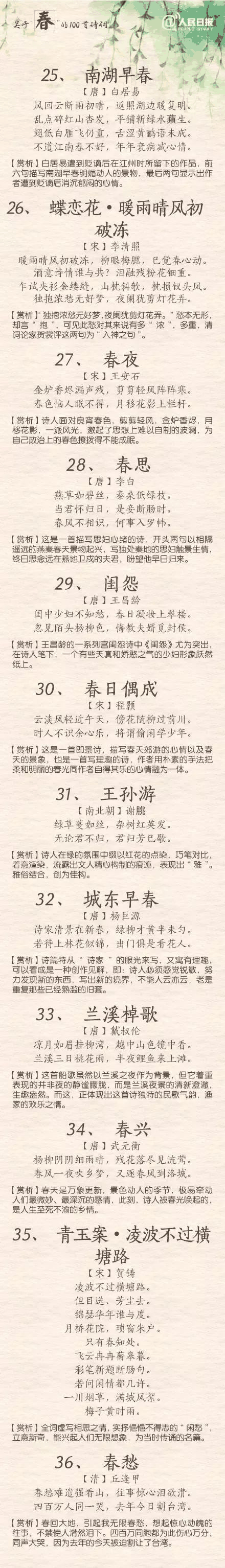 人民日報：100首春天唯美經(jīng)典詩詞，為孩子收藏！