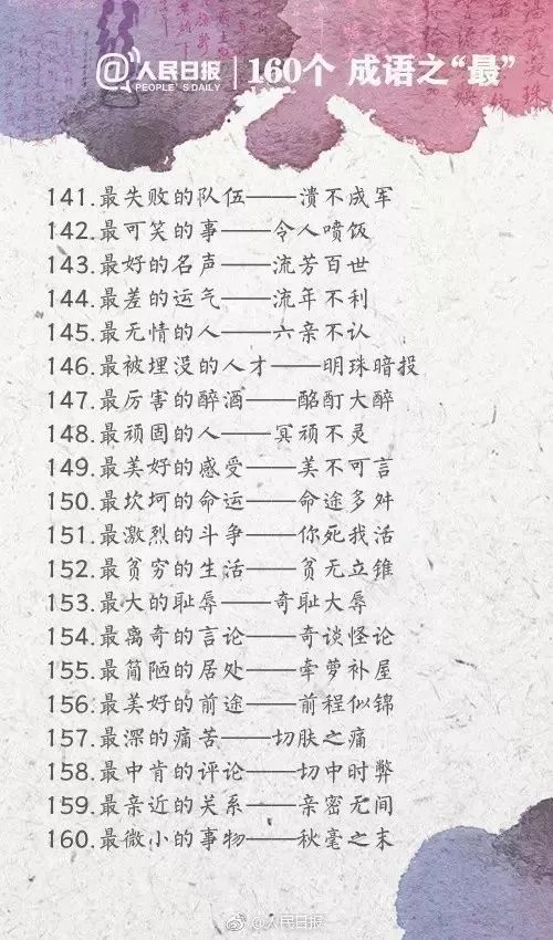 人民日?qǐng)?bào)整理的160個(gè)成語(yǔ)之最，有趣好玩?。ㄊ詹仄饋?lái)）